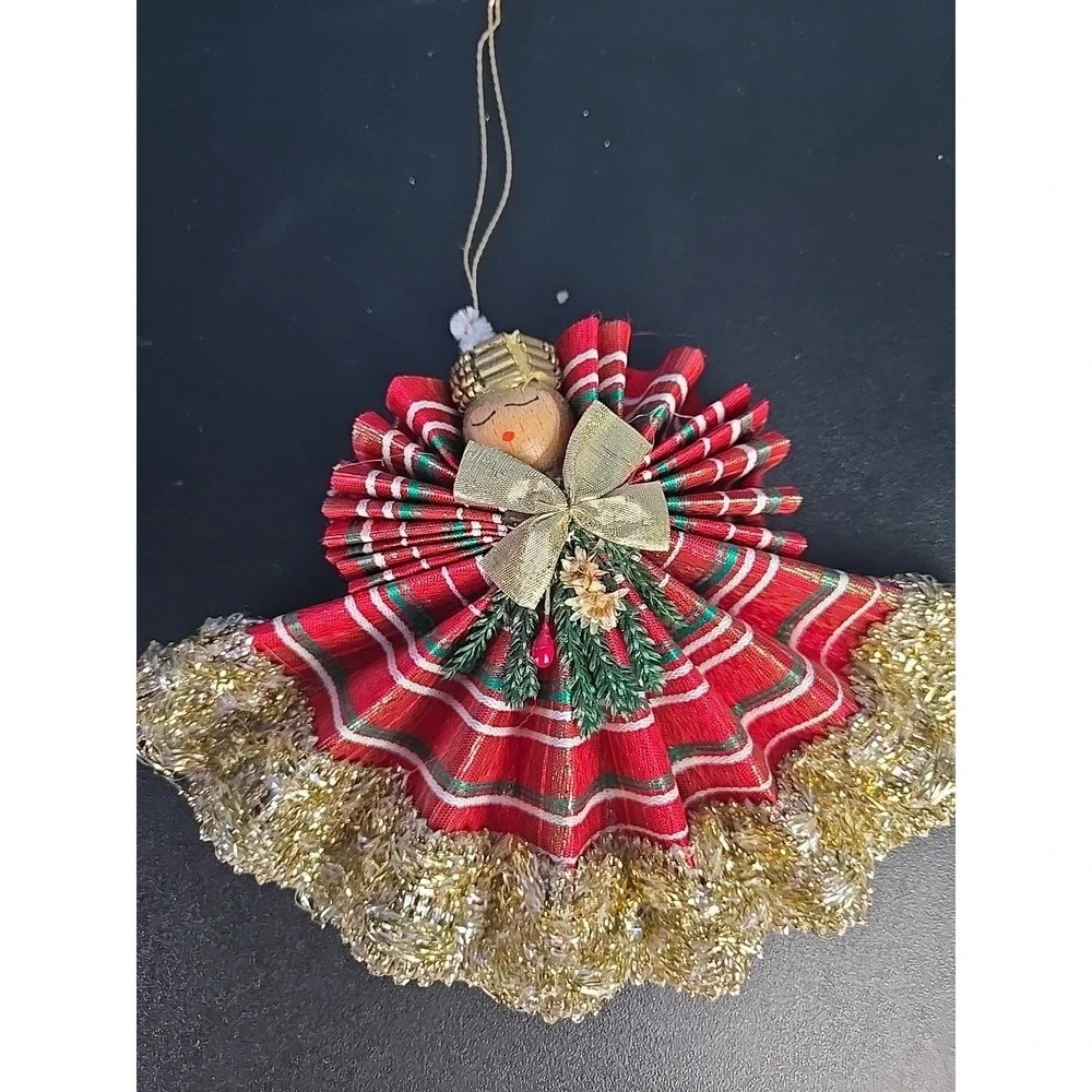 Lot‎ of 3 Vintage Christmas Angel Ornaments Accordion Handmade